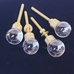 Clear Small Round Glass Cabinet Door Knobs Set of 4